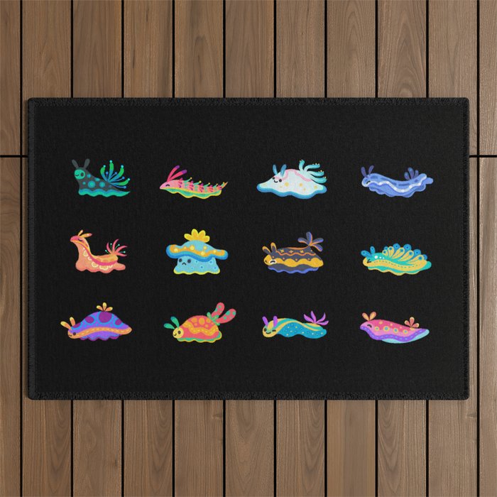 Sea slug - black Outdoor Rug Gallery Image 1