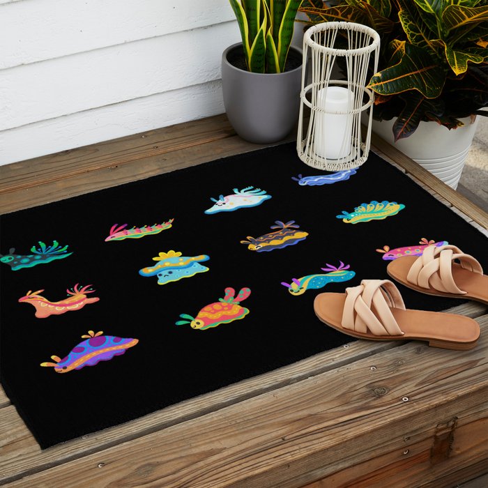 Sea slug - black Outdoor Rug Gallery Image 2