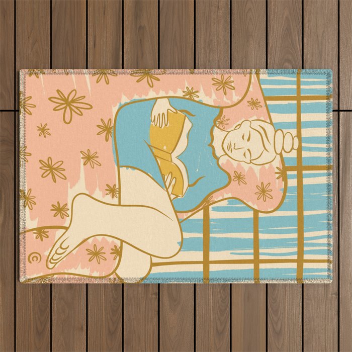 Portrait of a Woman Reading - Quiet Time 1 Outdoor Rug Gallery Image 1
