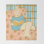 Portrait of a Woman Reading - Quiet Time 1 Throw Blanket Gallery Image 2
