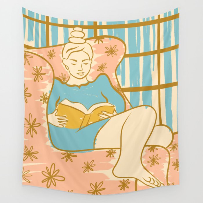 Portrait of a Woman Reading - Quiet Time 1 Wall Tapestry Gallery Image 4