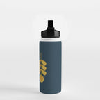 Scandi Garden Retro Minimalist Flower Pair in Mustard Yellow and Navy Blue Water Bottle Gallery Image 2