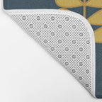 Scandi Garden Retro Minimalist Flower Pair in Mustard Yellow and Navy Blue Bath Mat Gallery Image 2