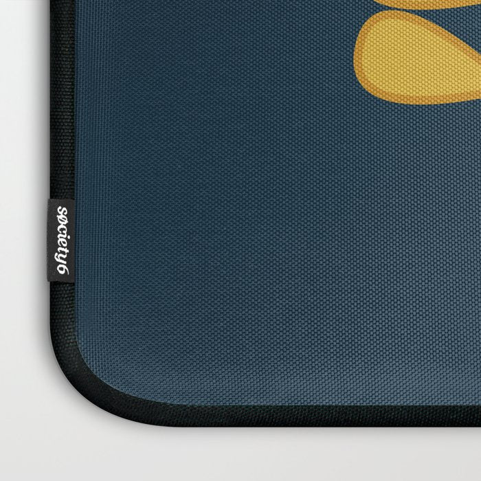 Scandi Garden Retro Minimalist Flower Pair in Mustard Yellow and Navy Blue Laptop Sleeve Gallery Image 3