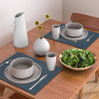 Scandi Garden Retro Minimalist Flower Pair in Mustard Yellow and Navy Blue Placemat Gallery Image 2