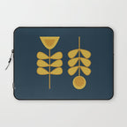 Scandi Garden Retro Minimalist Flower Pair in Mustard Yellow and Navy Blue Laptop Sleeve Gallery Image 1