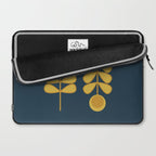 Scandi Garden Retro Minimalist Flower Pair in Mustard Yellow and Navy Blue Laptop Sleeve Gallery Image 2