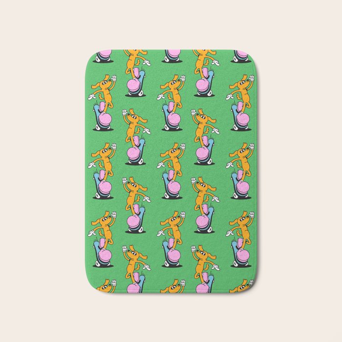 Retro dog cartoon character pattern Bath Mat Gallery Image 1