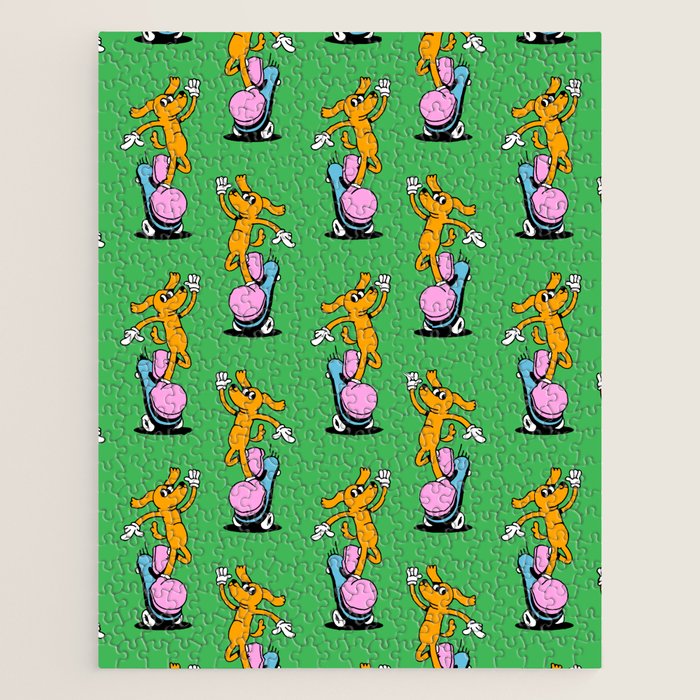 Retro dog cartoon character pattern Jigsaw Puzzle Gallery Image 1