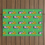 Retro dog cartoon character pattern Outdoor Rug Gallery Image 1