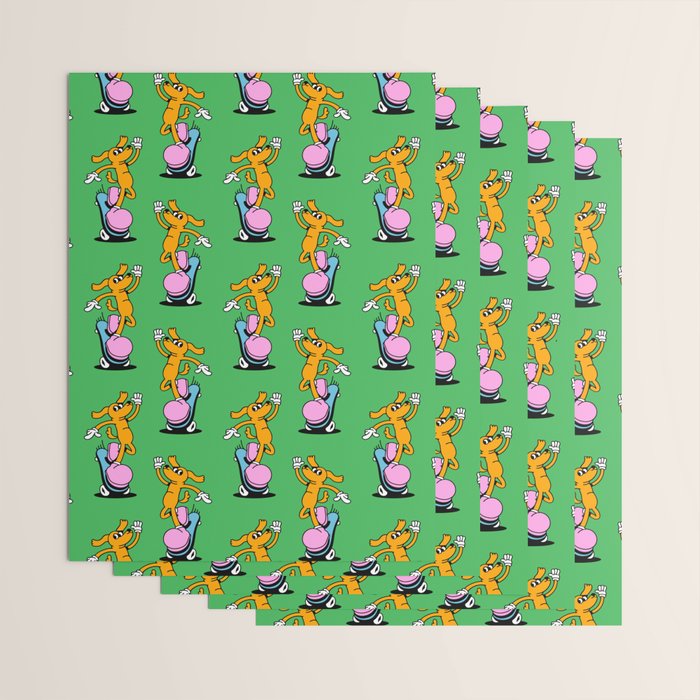 Retro dog cartoon character pattern Wrapping Paper Gallery Image 3