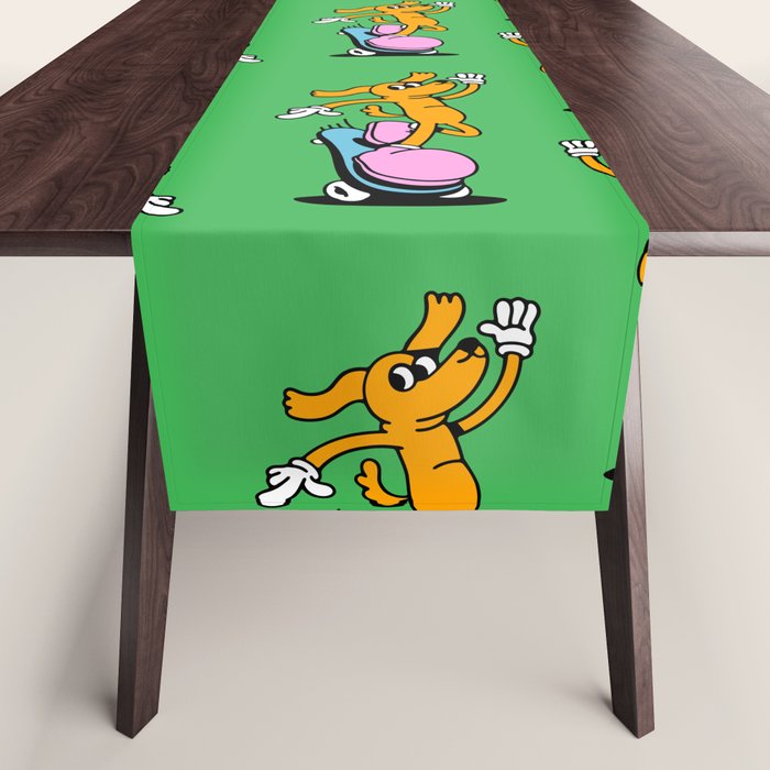Retro dog cartoon character pattern Table Runner Gallery Image 1