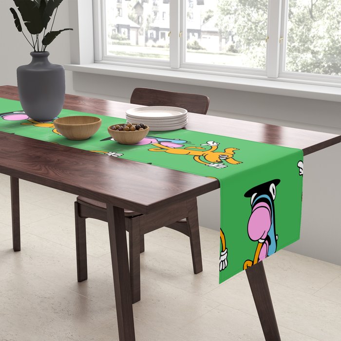 Retro dog cartoon character pattern Table Runner Gallery Image 2