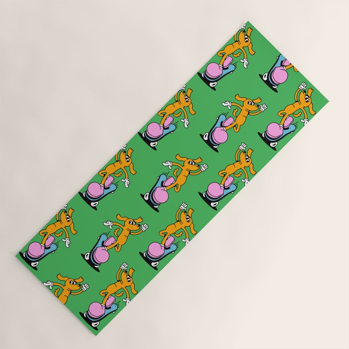 Retro dog cartoon character pattern Yoga Mat Gallery Image 1