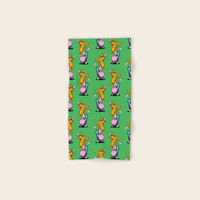Retro dog cartoon character pattern Bath Towel Gallery Image 1