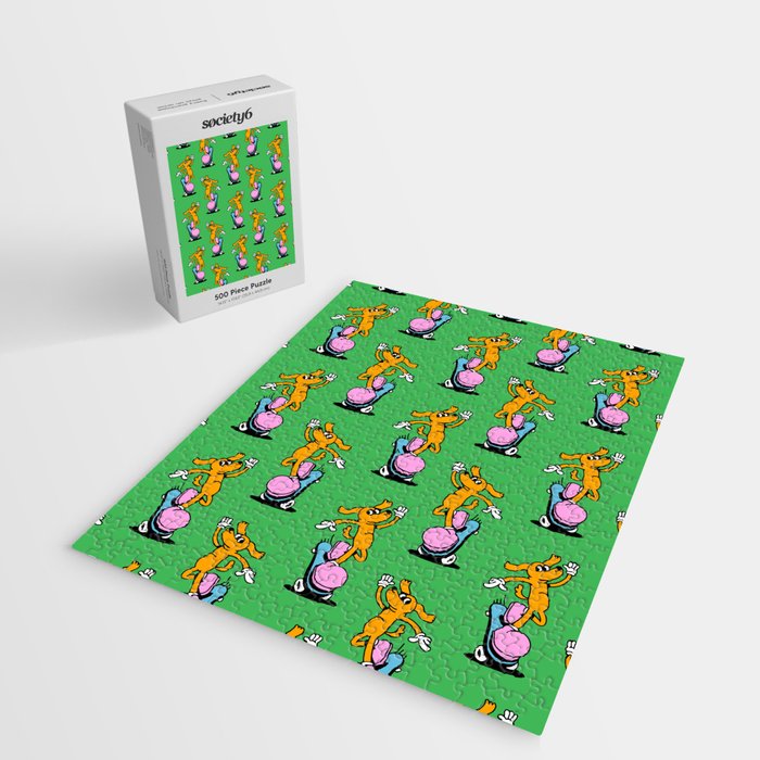 Retro dog cartoon character pattern Jigsaw Puzzle Gallery Image 2