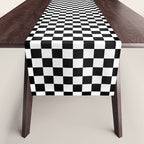 Classic Black and White Race Check Checkered Geometric Win Table Runner Gallery Image 1
