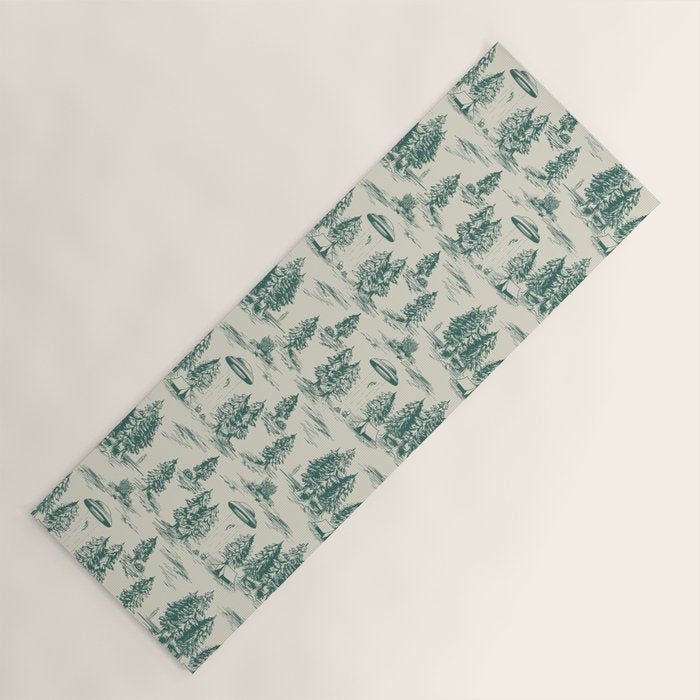 Teal Alien Abduction Toile De Jouy Pattern Yoga Mat Gallery Image 1