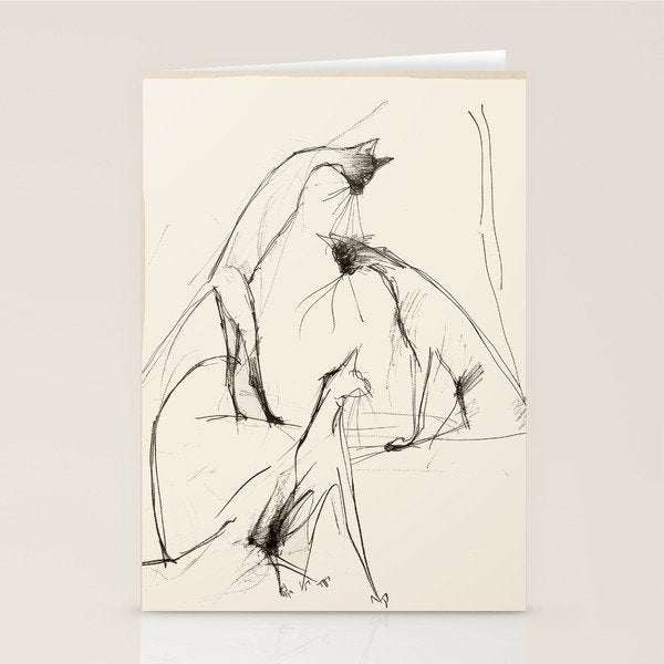 Modern Cat Sketch Stationery Card Gallery Image 2