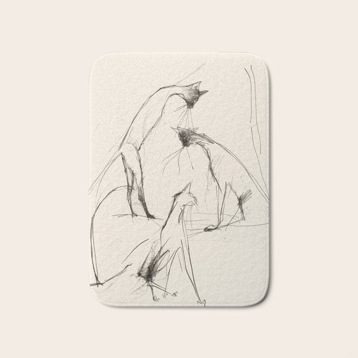 Modern Cat Sketch Bath Mat Gallery Image 1