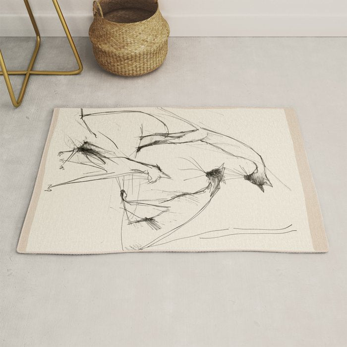 Modern Cat Sketch Rug Gallery Image 1