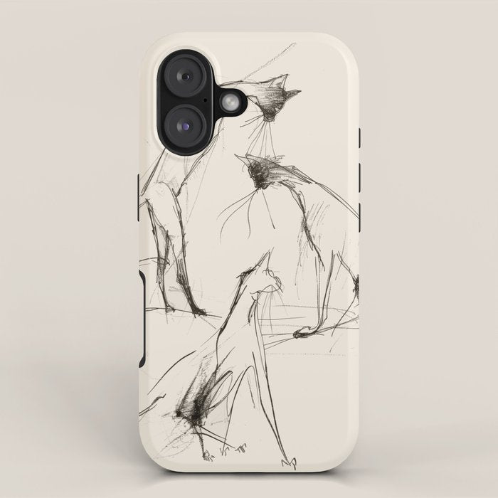 Modern Cat Sketch iPhone Case Gallery Image 1
