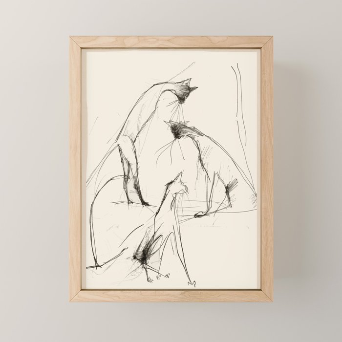 Modern Cat Sketch Mini Art Print Gallery Image 1