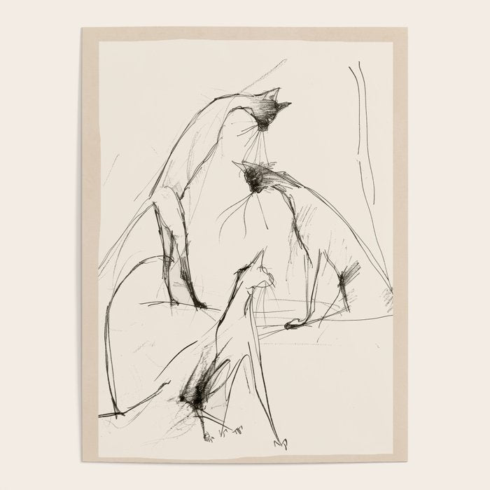 Modern Cat Sketch Poster Gallery Image 1