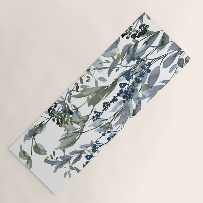 Watercolor Leaves Floral Prints Yoga Mat Gallery Image 1