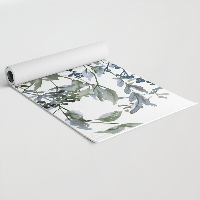 Watercolor Leaves Floral Prints Yoga Mat Gallery Image 2