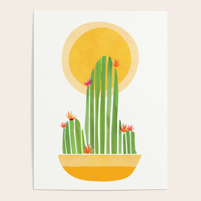 Golden Summer Cactus Poster Gallery Image 4