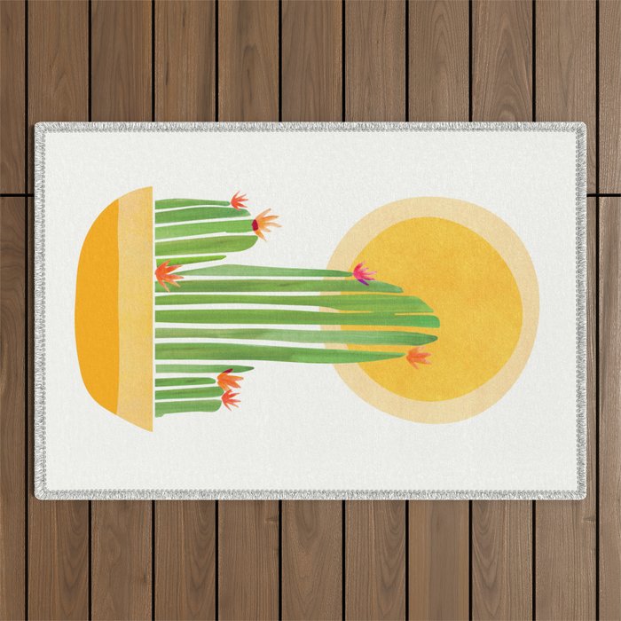 Golden Summer Cactus Outdoor Rug Gallery Image 1