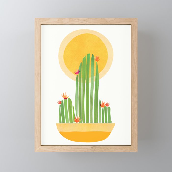 Golden Summer Cactus Mini Art Print Gallery Image 1