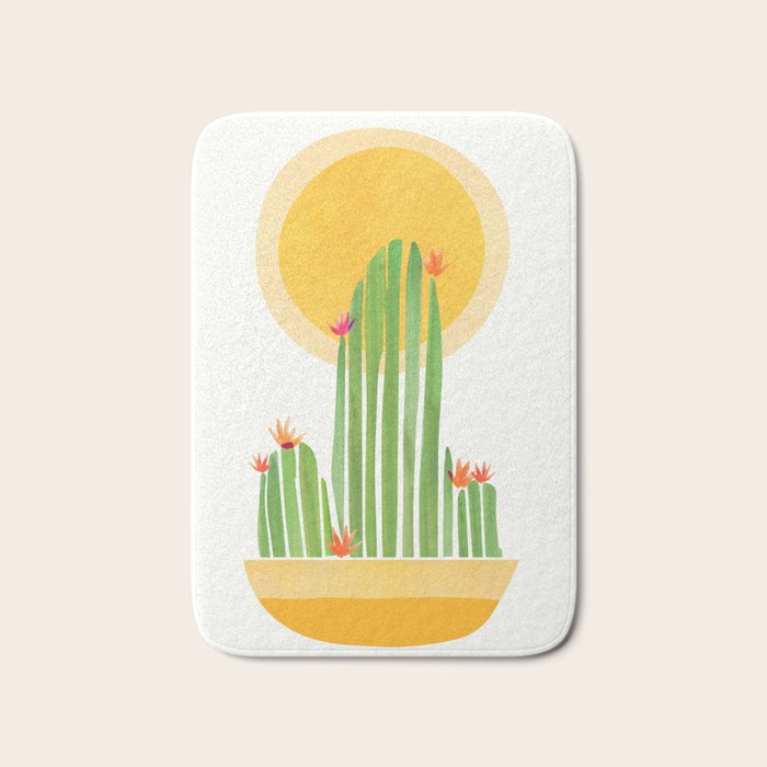 Golden Summer Cactus Bath Mat Gallery Image 1