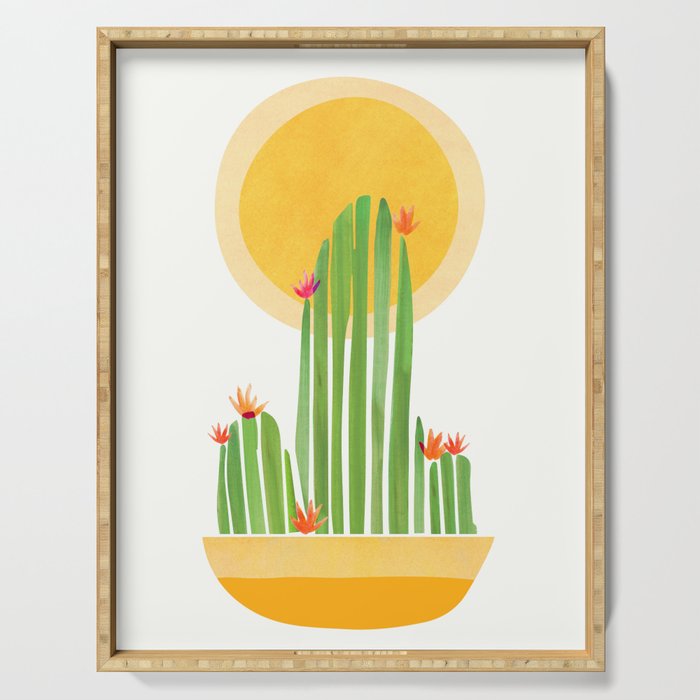 Golden Summer Cactus Serving Tray Gallery Image 1