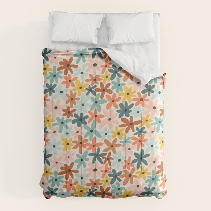 Joyful Flowers - earthy Comforter Gallery Image 6