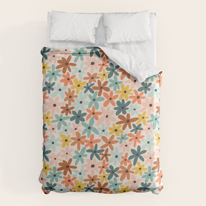 Joyful Flowers - earthy Duvet Cover Gallery Image 1