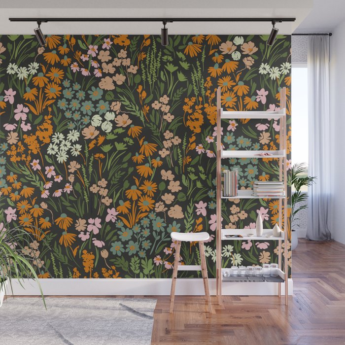 Night in the flowered meadow Wall Mural Gallery Image 1