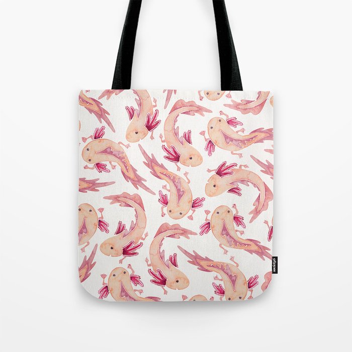 Mexican Axolotls Watercolor Tote Bag Gallery Image 1
