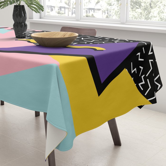 Memphis Pattern 23 - 80s Retro - Pastel Colors Tablecloth Gallery Image 3