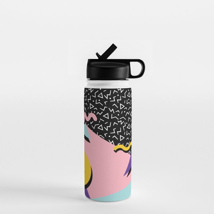 Memphis Pattern 23 - 80s Retro - Pastel Colors Water Bottle Gallery Image 1