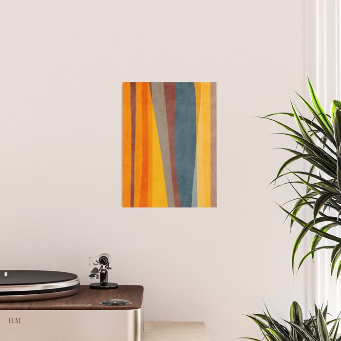 Orange Blue Yellow Beige Modern MCM Art Poster Gallery Image 2