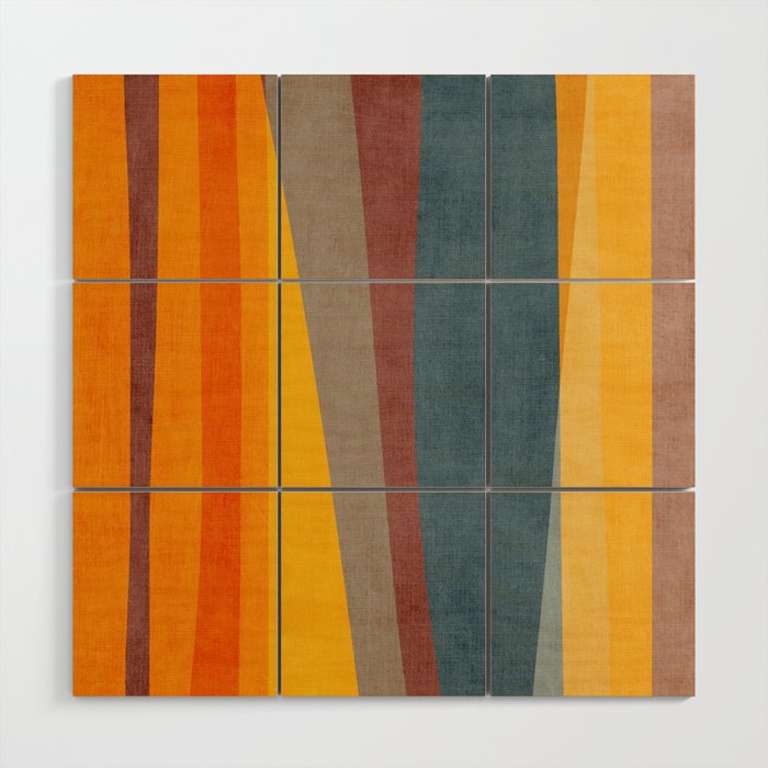 Orange Blue Yellow Beige Modern MCM Art Wood Wall Art Gallery Image 1