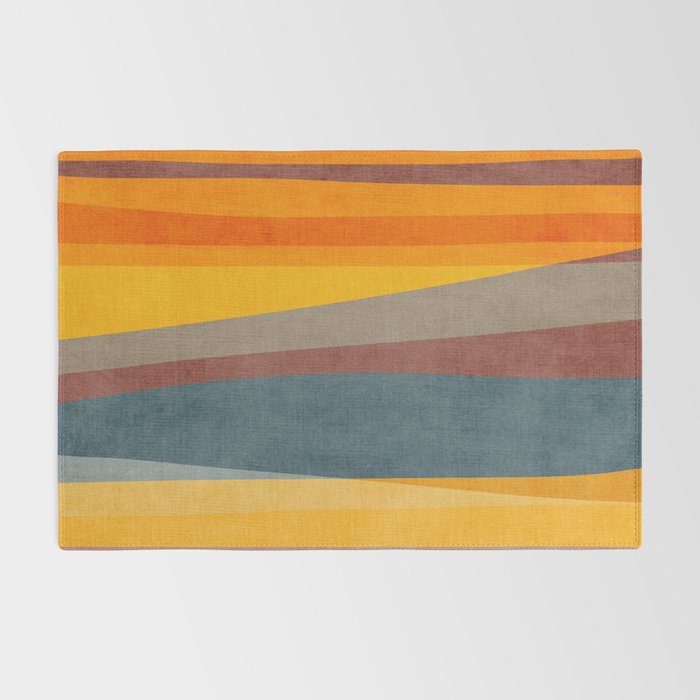 Orange Blue Yellow Beige Modern MCM Art Rug Gallery Image 2