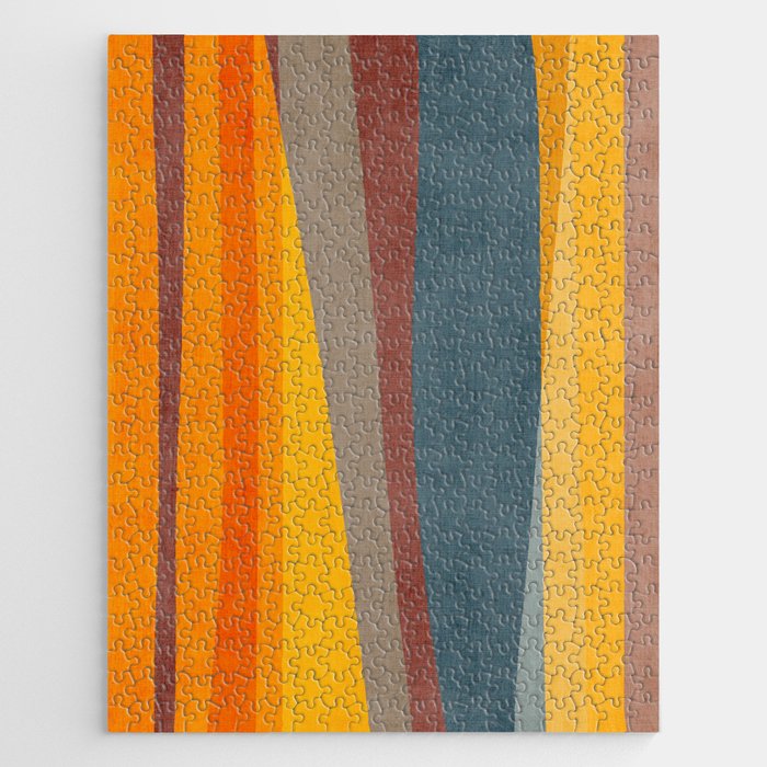 Orange Blue Yellow Beige Modern MCM Art Jigsaw Puzzle Gallery Image 1