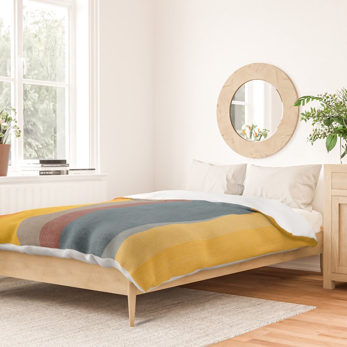 Orange Blue Yellow Beige Modern MCM Art Duvet Cover Gallery Image 2