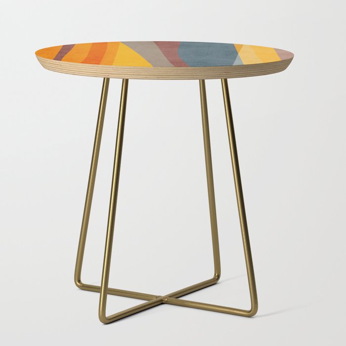 Orange Blue Yellow Beige Modern MCM Art Side Table Gallery Image 1