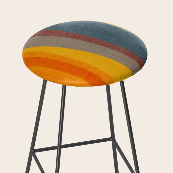 Orange Blue Yellow Beige Modern MCM Art Stool Gallery Image 2