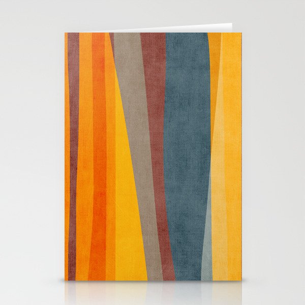Orange Blue Yellow Beige Modern MCM Art Stationery Card Gallery Image 1