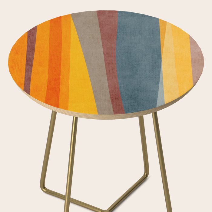 Orange Blue Yellow Beige Modern MCM Art Side Table Gallery Image 2
